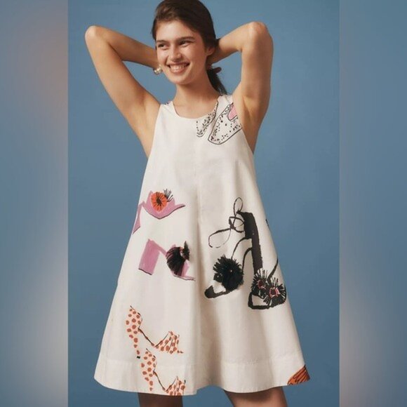 NWT Size 3X-Anthropologie The Keiko Cotton Mini Dress Danielle Kroll(NWT USD188) - Picture 7 of 16